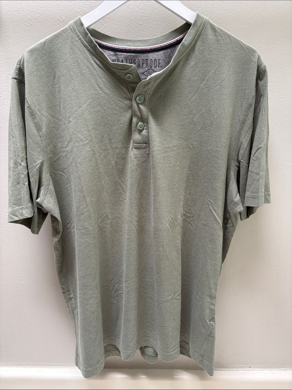 Weatherproof Men's Sage Green Henley Polo
